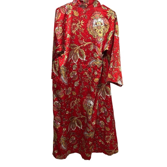 Natori Robe Long Floral Cherry Blossom Kimono Lingerie Pockets Artsy - Picture 3 of 11